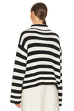 Woochic high neck striped knitted long sleeve sweater