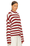 Woochic high neck striped knitted long sleeve sweater