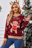 Woochic pull de Noël bonhomme en pain d'épices rouge vineux S 