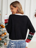 Woochic pull de Noël brodé paillettes scintillantes chaton, court