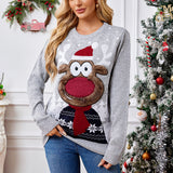 Woochic pull de Noël brodé tricoté motif renne   