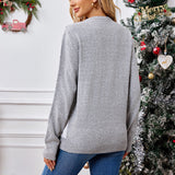 Woochic pull de Noël brodé tricoté motif renne   