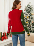 Woochic pull de Noël cardigan col en V jacquard contrasté   