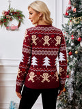 Woochic pull de Noël col en rond motif tridimensionnel jacquard   