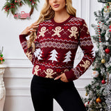 Woochic pull de Noël col en rond motif tridimensionnel jacquard   