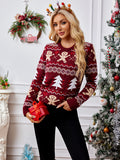 Woochic pull de Noël col en rond motif tridimensionnel jacquard   