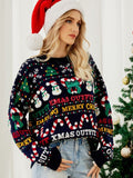 Woochic pull de Noël col rond paillettes motif sapin de Noël   