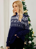 Woochic pull de Noël col haut motif de flocons de neige en jacquard   