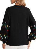 Woochic pull de Noël lâche motif colorés tricoté   