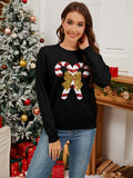 Woochic pull de Noël motif de béquille et d’un nœud brodé sequins scintillants noir S 