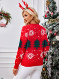 Woochic pull de Noël sapin Noël motif jacquard, Rouge   