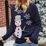 Woochic pull de Noël tricoté bonhomme de neige et flocons de neige