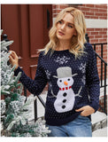 Woochic pull de Noël tricoté bonhomme de neige et flocons de neige