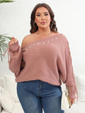 Woochic pull grande taille femme col bateau manches chauve-souris épaules dénudées