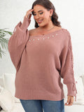 Woochic pull grande taille femme col bateau manches chauve-souris épaules dénudées