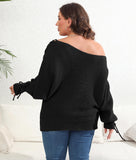 Woochic pull grande taille femme col bateau manches chauve-souris épaules dénudées