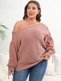 Woochic pull grande taille femme col bateau manches chauve-souris épaules dénudées