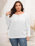 Woochic pull grande taille femme col droit épaules dénudées manches chauve-souris