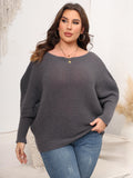 Woochic pull grande taille femme col droit épaules dénudées manches chauve-souris