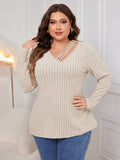 Woochic pull grande taille femme col en V, design