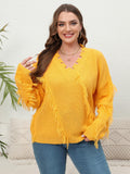 Woochic pull grande taille femme col en V franges