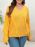 Woochic pull grande taille femme col en V franges