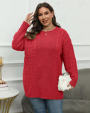 Woochic pull grande taille femme col en rond tissage en forme de losange