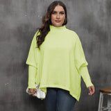 Woochic pull grande taille femme col mi-haut manches chauve-souris