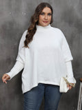 Woochic pull grande taille femme col mi-haut manches chauve-souris