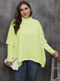 Woochic pull grande taille femme col mi-haut manches chauve-souris