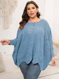 Woochic pull grande taille femme col rond en forme de cape découpé