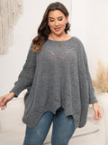 Woochic pull grande taille femme col rond en forme de cape découpé