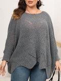 Woochic pull grande taille femme col rond en forme de cape découpé