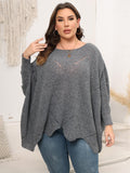 Woochic pull grande taille femme col rond en forme de cape découpé