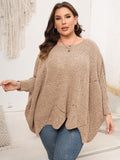 Woochic pull grande taille femme col rond en forme de cape découpé