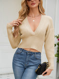 Woochic knitted V-neck batwing sleeve sweater