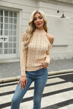 Woochic off-shoulder mid-high collar knitted sweater