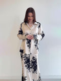 Woochic Hand Drawn Print Two-Piece Long Sleeve Dress