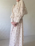 Woochic Floral Pattern Long Sleeve Dress Mid-High Neck Embroidery Fitted Dress