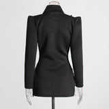 Woochic robe blazer col en V cintrée strass, design   