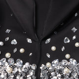 Woochic robe blazer col en V cintrée strass, design   