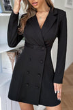 Woochic robe blazer trapèze col revers taille haute