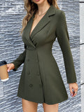 Woochic robe blazer trapèze col revers taille haute   