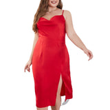 Woochic cocktail dress with straps, V-neck, backless, plus size, evening