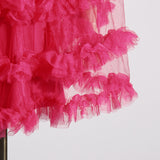 Woochic Couture Ruffle Tulle Cake Hem Cocktail Dress