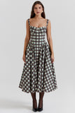 Woochic Strapless Cocktail Dress Floral Print Plaid Pattern