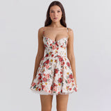 Woochic V-neck fitted lace-up short cocktail dress