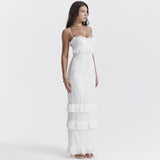 Woochic V-Neck Crochet High Waist Strappy Cocktail Dress