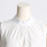 Woochic Two-piece Cocktail Dress Stand Collar Pleated Sleeveless Irregular Stitching Ruffles