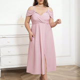 Woochic robe cocktail grande taille à bretelles,design,rose